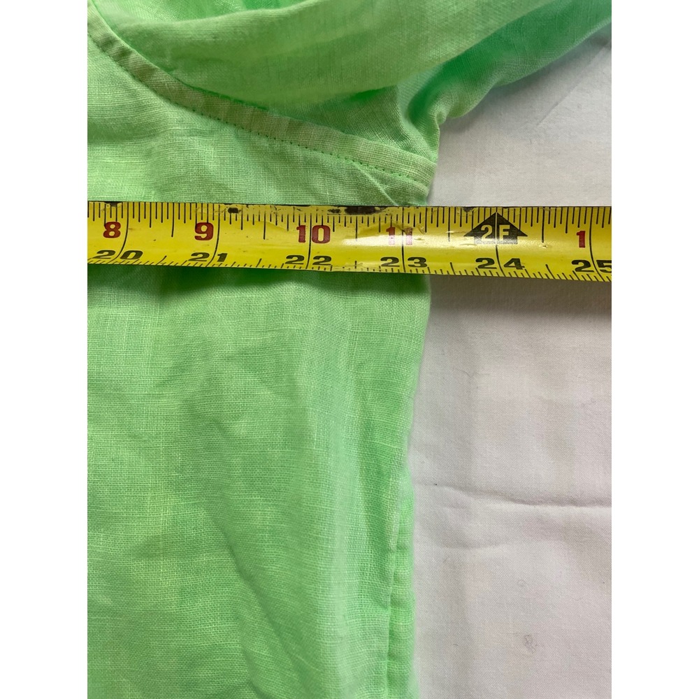 Lilly Pulitzer Sea View Green Linen Button Up Shirt Coastal Resort Preppy XL - Picture 8 of 15